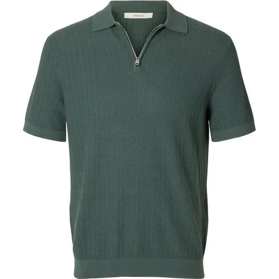 SLHCRAN SS KNIT STRUCTURE HALF ZIP Polo
