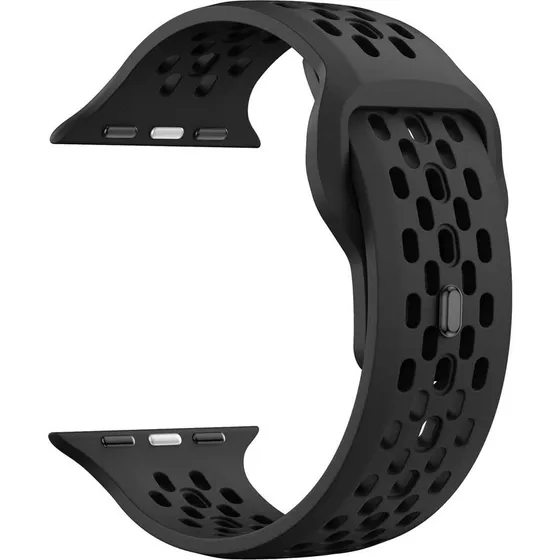 Urrem Apple Watch Silikone Rem med Huller - Sort