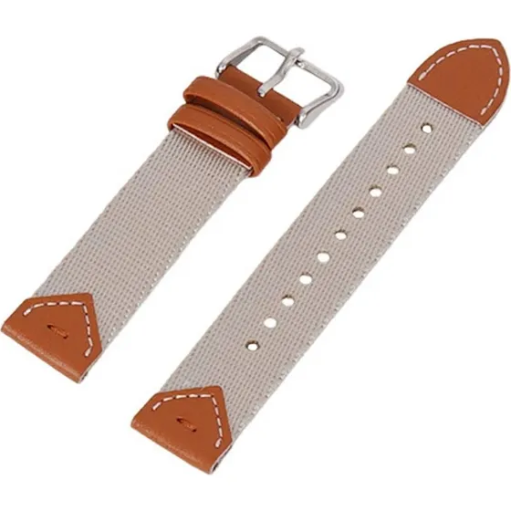 KALEBOL Urrem til Huawei Watch GT 5 41mm - Nylon & Læder - Lysebrun