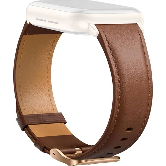 Apple Watch Læderarmbånd Series 10 46mm - Brun/Rødguld