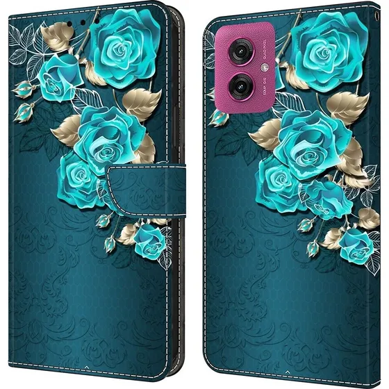 Wonderland Motorola Moto G55 Flip Etui - Blå Rose