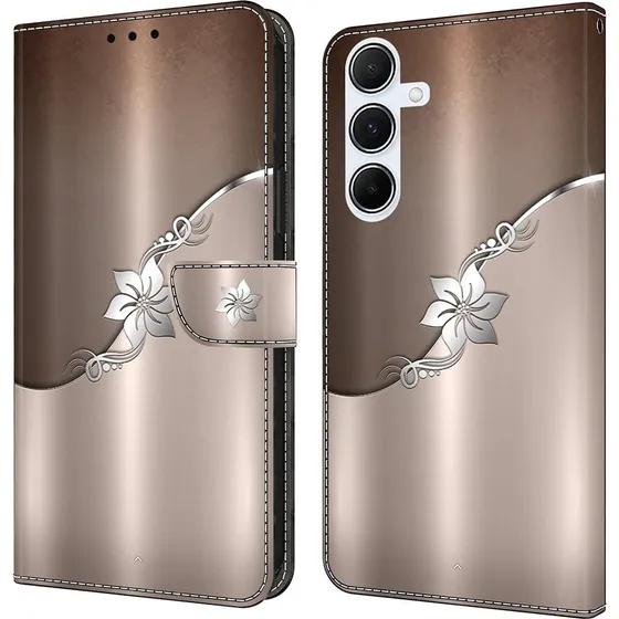 Wonderland Samsung Galaxy A16 Flip Etui - Sølvblomst