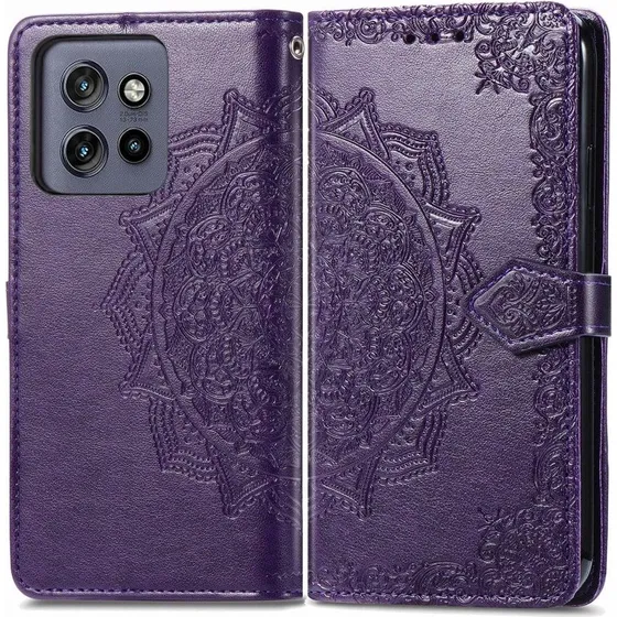 Mandala læderetui til Motorola ThinkPhone 25 / Edge 50 Neo - Lilla