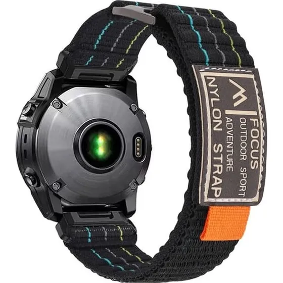 Garmin Magic Tape Nylon Rem 22mm til Fenix 8 & Quatix 7 - Sort