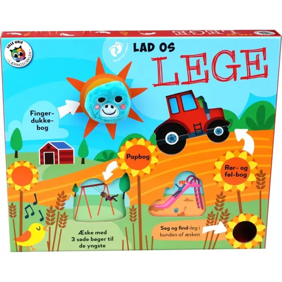 Gaveæske 'Lad os lege' – 3 børnebøger med dukke