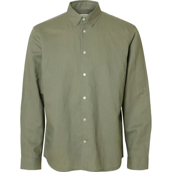 SELECTED Skjorte SLHCLAY i khaki linned