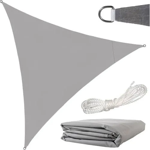 Solsejl trekant 3x3x3 m grå polyester 120 g/m² inkl. 4 snore