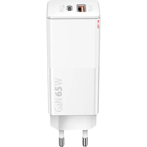 Forever 65W GaN USB-C PD & USB-A QC Oplader, Hvid