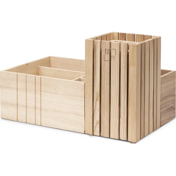 Squarely Copenhagen TableORGANIZER i asketræ med plantekasse