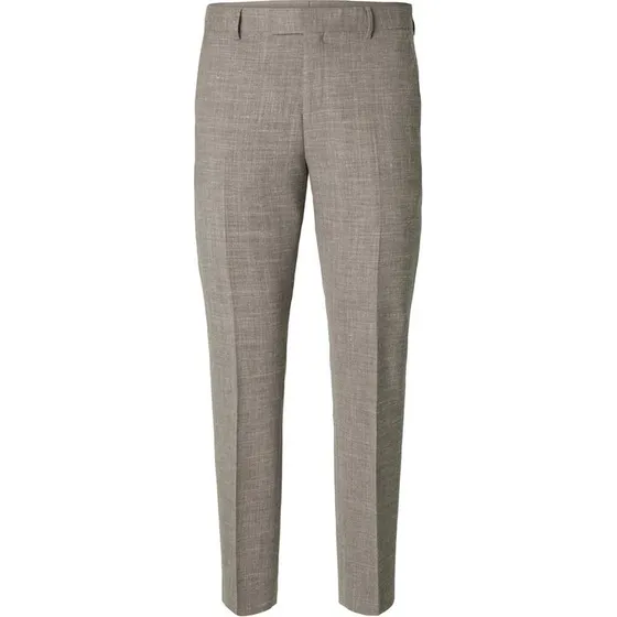 Selected Oasis Slim Fit Habitbukser i Hør-mix - Mudderfarvet