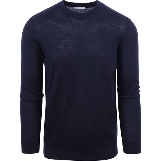 KnowledgeCotton Apparel Merino Crew Neck Sweater i Marineblå XXL