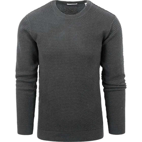 KnowledgeCotton Apparel Vagn Striktrøje - Antracit Mørkegrå XL
