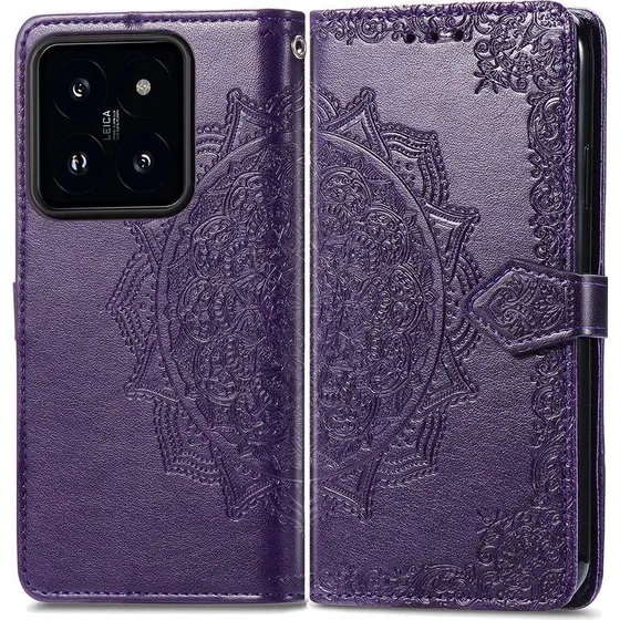 Mandala Xiaomi 14T læderetui - Lilla