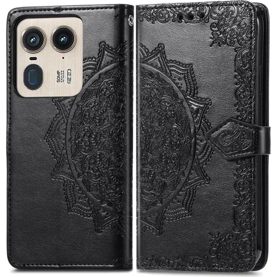 Mandala Læderetui til Motorola Edge 50 Ultra - Sort