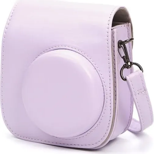 Fujifilm Instax Mini Retro Lædertaske med Rem - Lyselilla