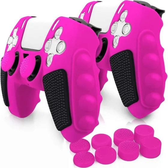 PS5 Controller Silikoneetui med 8 Joystick-hætter - Rose
