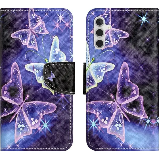 Wonderland Samsung Galaxy A05s Flip Etui - Sparkling Sommerfugle
