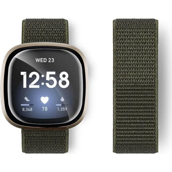 Fitbit Sense / Versa 3 Nylonrem - Militærgrøn