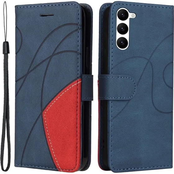 Samsung Galaxy S23 Tekstureret Læderetui med Rem - Blå