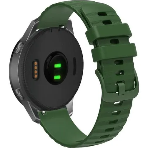 Garmin 18 mm silikoneurrem i bølgekornstil - Militærgrøn
