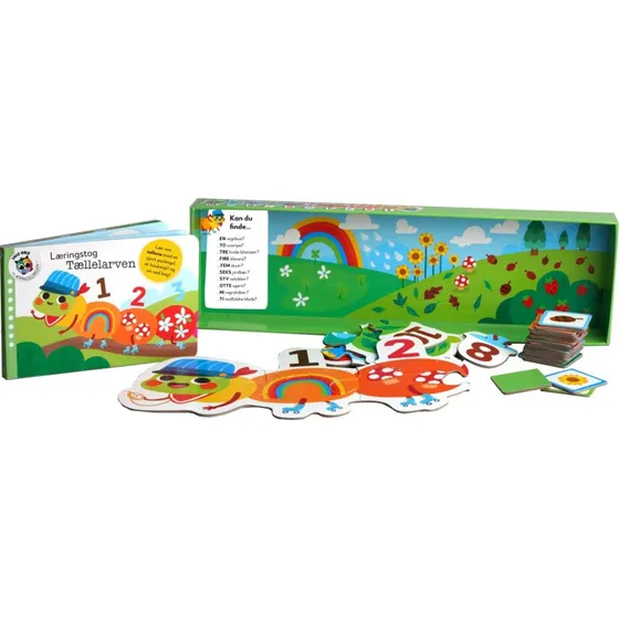 Læringstog Tællelarven – Papbog med tal-puslespil