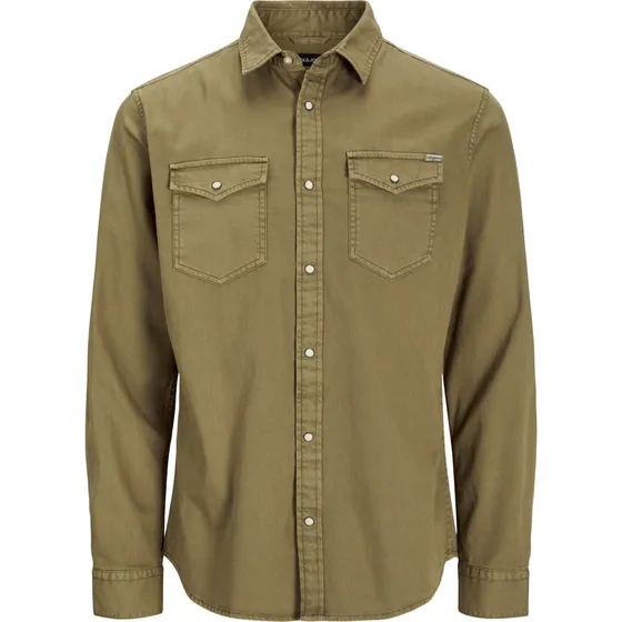 JACK & JONES Skjorte 'Sheridan' Oliven Regular Fit