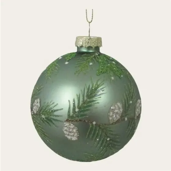 Det Gamle Apotek Julekugle i Glas med Gran - Ø8cm