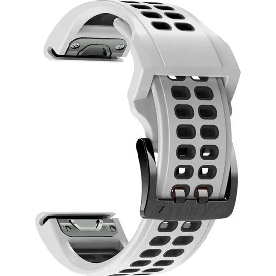 Garmin Fenix 7/6/5 Silikone Urrem - Hvid/Sort