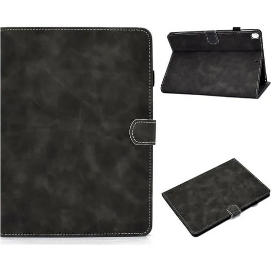 iPad Cover i Læder med Kortlommer og Stand - Sort