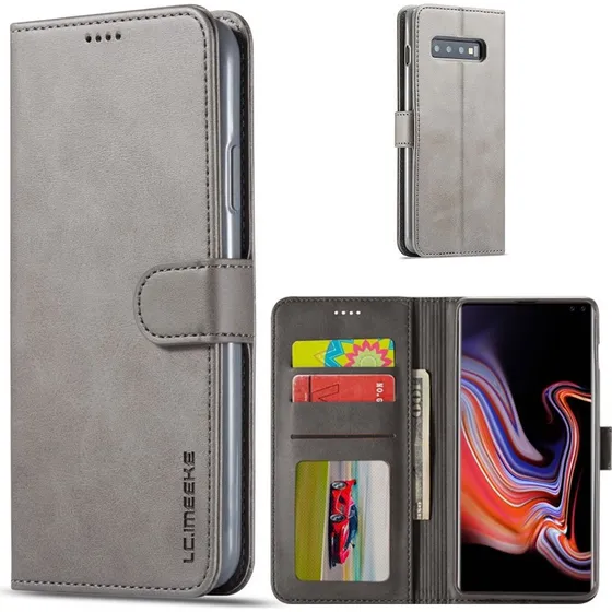LC.IMEEKE Samsung Galaxy S10 Plus Flip Etui - Grå