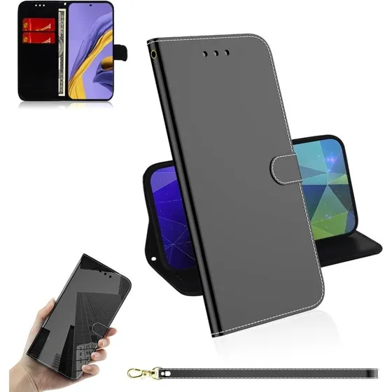 Samsung Galaxy A51 Mirror Flip Etui - Sort