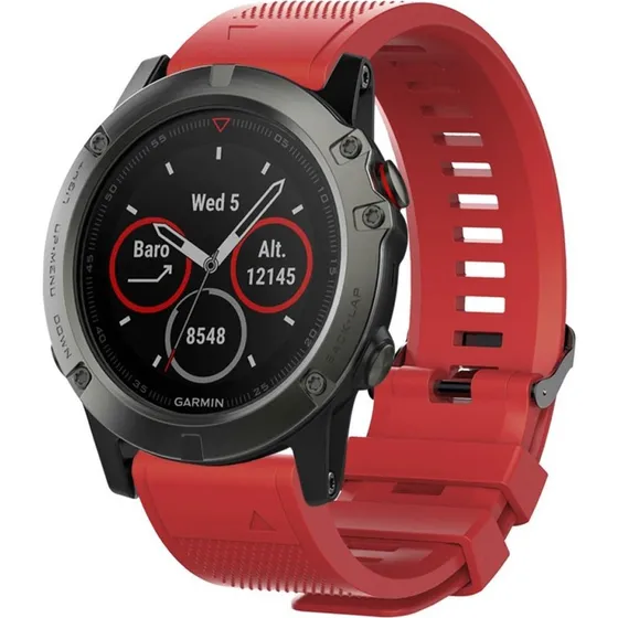 Garmin Fenix 5X/3 Silikone Urrem - Rød, 26mm