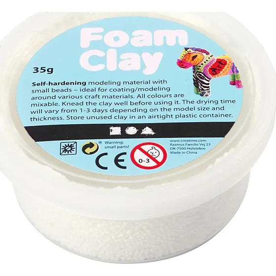 Foam Clay Hvid 35 g – Selvhærdende modellervoks