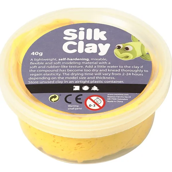 Silk Clay Gul 40 g – Selvhærdende modelleringsler
