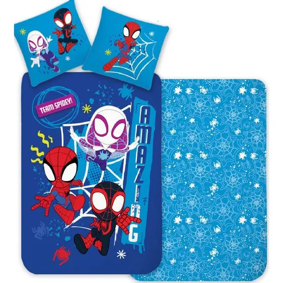 Spiderman Team Spidey sengetøj 140x200 cm + pude 70x90 cm
