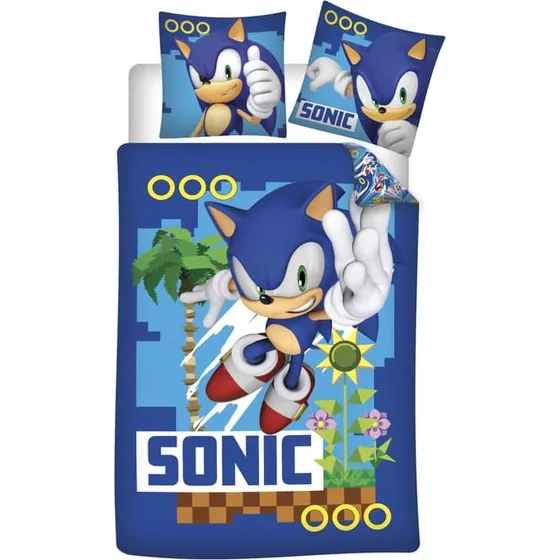 Sonic the Hedgehog Sengetøjssæt i 100% bomuld, 140x200 cm