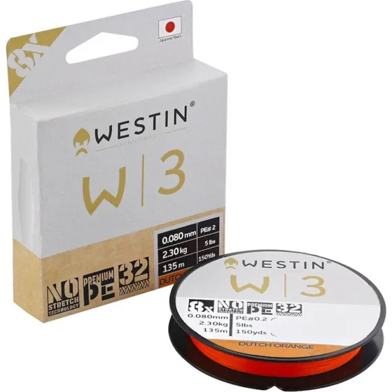 Westin W3 Dutch Orange 8-Braid fiskeline 0,128mm 5,0kg 135m