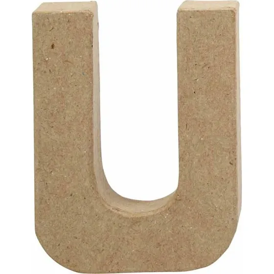 Bogstav U i papmaché 10×8×1,7 cm – håndlavet