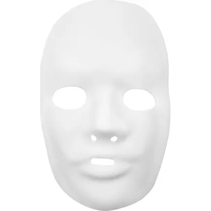 Hvid helmaske i plast – mal selv (24x25,5 cm)
