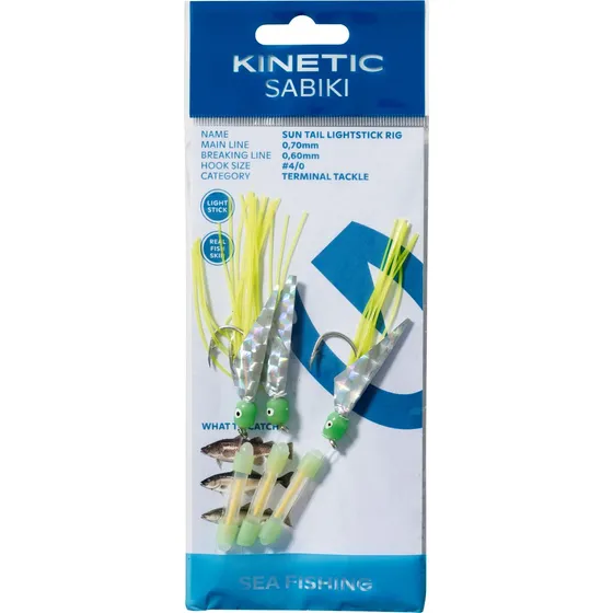 Kinetic Sabiki Suntail Lightstick #4/0 Yellow/Green