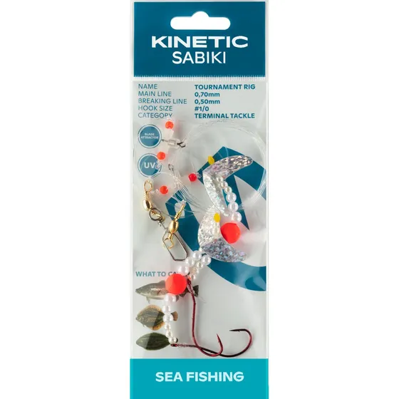 Kinetic Sabiki Tournament Fladfiskforfang #1/0 Pink Pearl/Silver