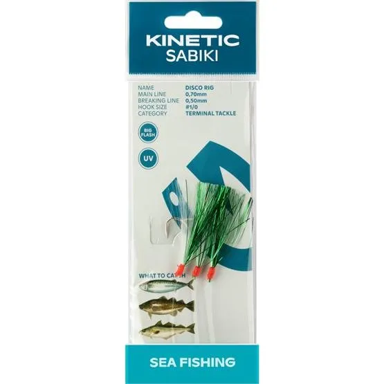 Kinetic Sabiki Disco Rig - Makrel/Torsk Forfang Green/White Flash