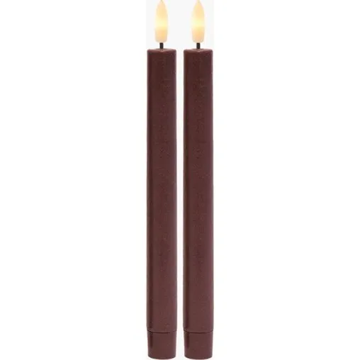 Sirius Sille Genopladelige Kronelys - Bordeaux - 25 cm (2 stk.)