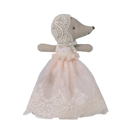 Maileg Babymus i rosa dåbskjole