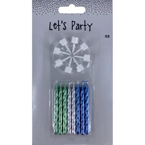 Kagelys med holder - 8 stk (dreng)