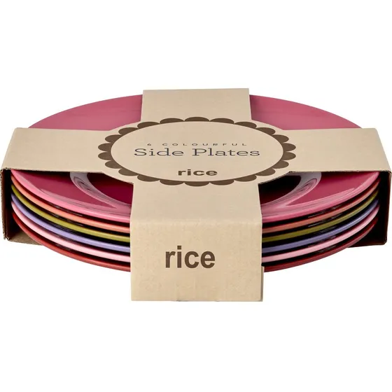 Rice Melamin Runde Tallerkener - 6 stk. - Ensfarvede