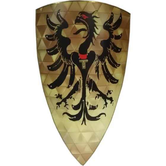 Heraldisk ørneskjold SWE141 - Håndlavet træskjold med stålpynt