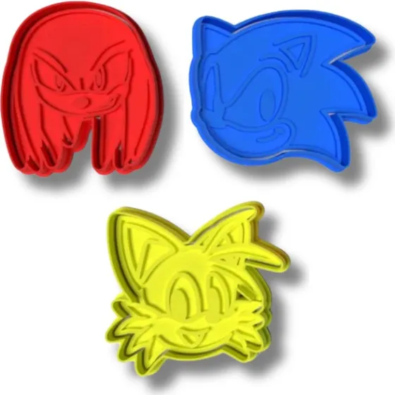 Sonic 3-pak småkageudstikkere i plastik
