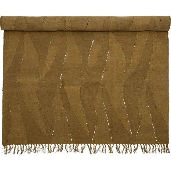 Bloomingville Zola tæppe 140x200 - brun uld/bomuld