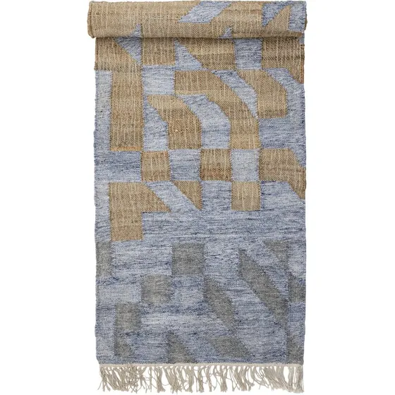 Bloomingville Vikka jute tæppe 75x245 cm - blå/orange